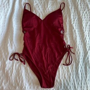 Abercrombie Red Side Tie One Piece